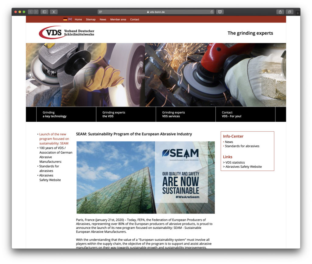 SEAM Sustainability Program of the European Abrasive Industry SEAM